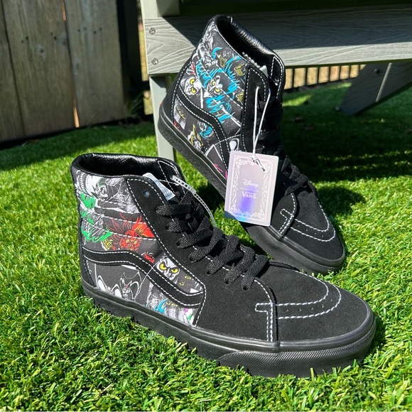 Disney Shoes - Vans X Disney 100th Villains Sk8Hi Shoes Men's Size 7.5 Womens 9 Black Sneakers